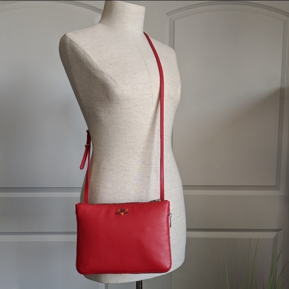 Zadig & Voltaire Red Leather Crossbody Shoulder Bag Multicolor Zipper NWT - Picture 1 of 16
